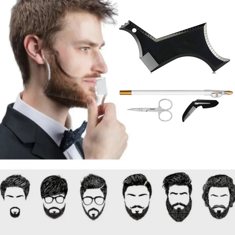4Pcs Set Beard Shaping Kit Mul - Beard Trimmer 评论和价格