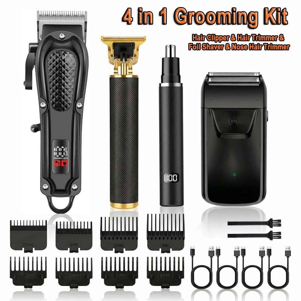 4 in 1 Men's Hair Clipper Set, - Grooming Kit 评论和价格